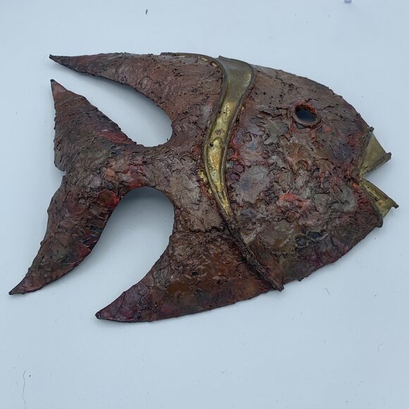 Set of 3 Vintage Metal Wall Hanging Fish Sculptures - Nautical Decor Handcrafted - Picture 7 of 8